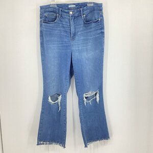 Good American Women's Size 15 Good 90s Relaxed Jeans Distress Raw Hem